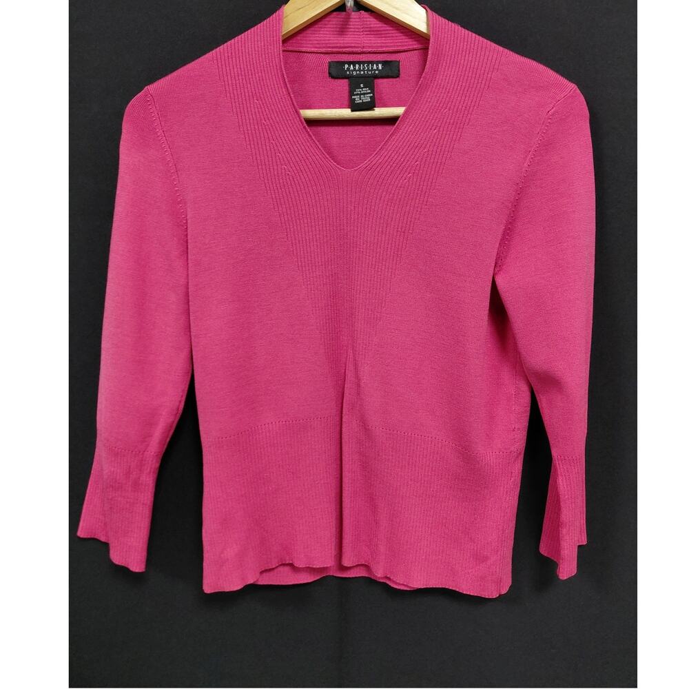 PARISIAN signature Silk Blend Sweater Pink Solid Knit Women Size S